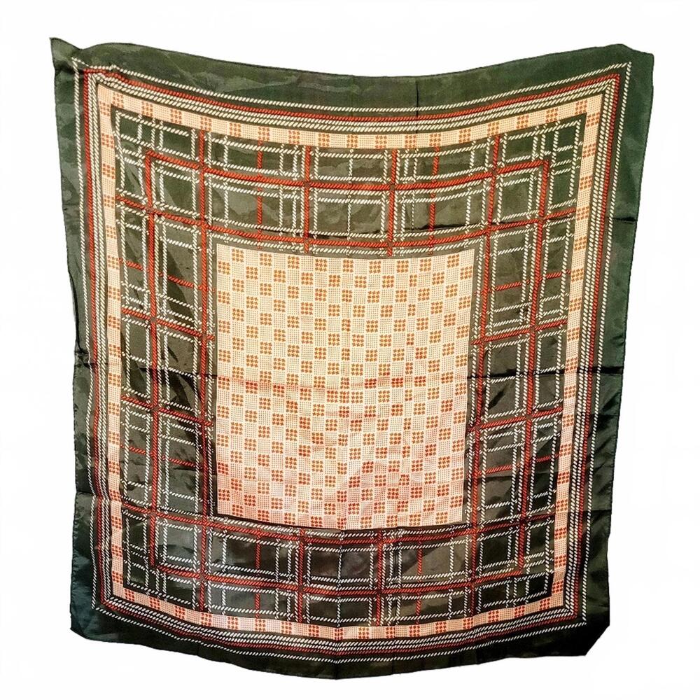 JASON MAXWELL Ladies Vintage Square Scarf Plaid Pattern Water Repellent Made in